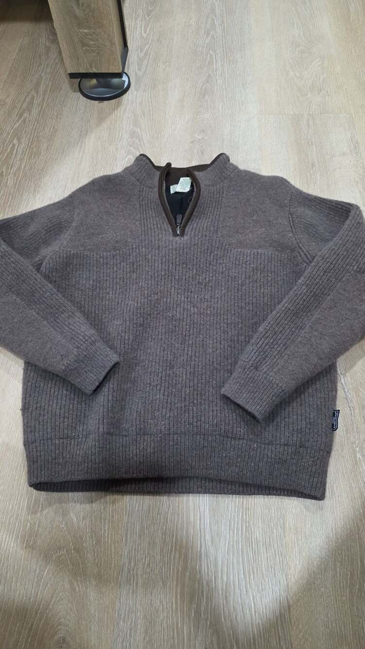 L.L.Bean Men's Waterfowl Merino Lambswool Quarter-Zip Sweater Gore Windstopper
